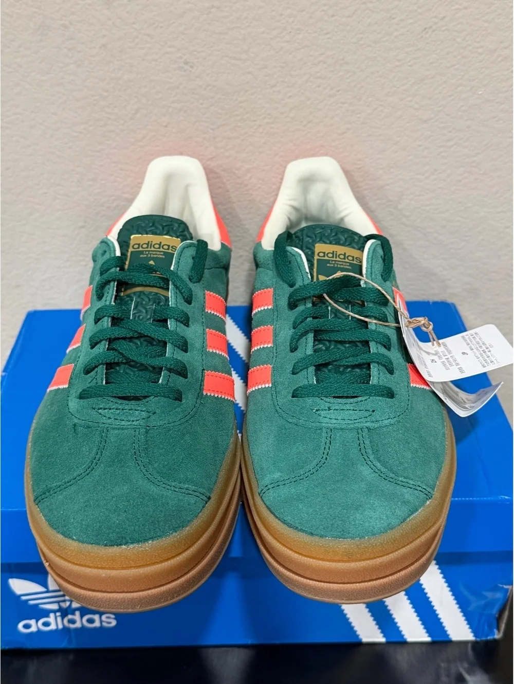 Size 6Y/7 Women - Adidas Gazelle Bold GS “Collegiate Green Coral Cream White”